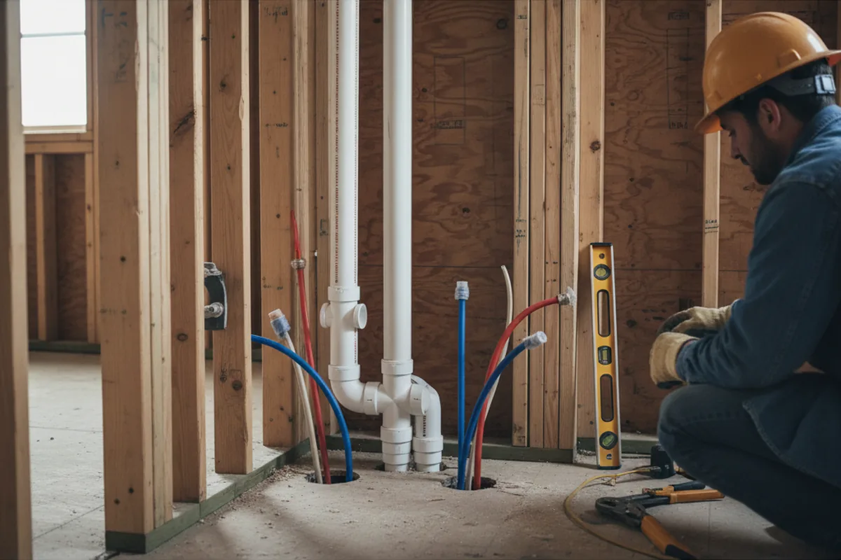 Drain and supply rough-in during Sump Pump Repair in New Matamoras